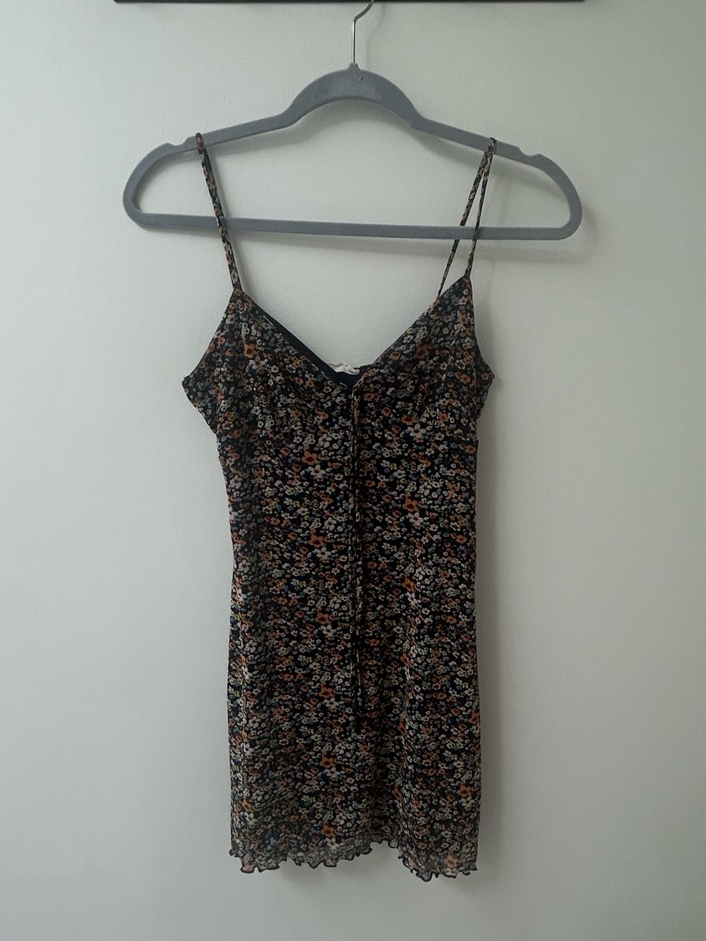 Altar'd State Navy Blue Floral Spaghetti-Strap Mini Dress